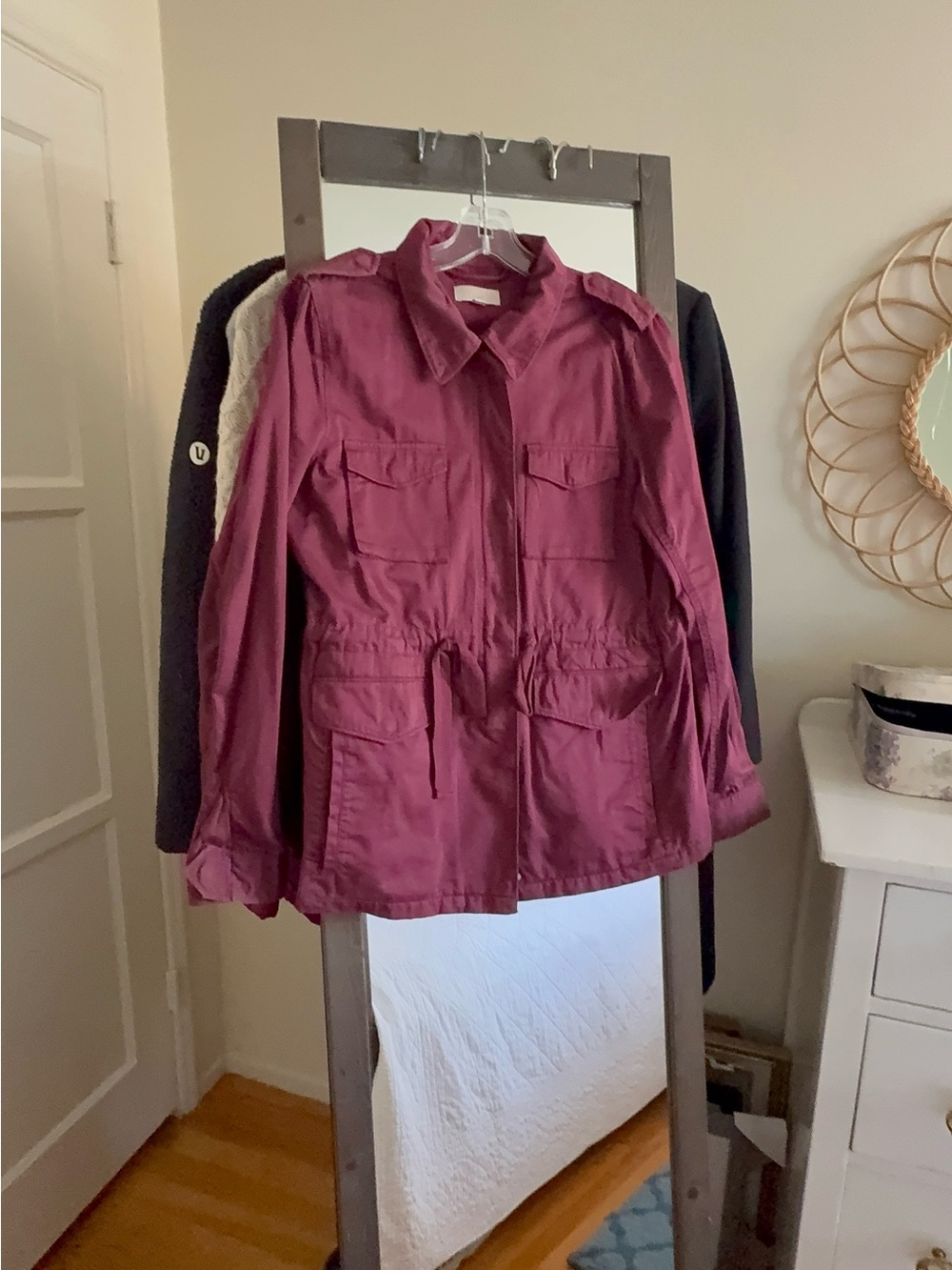 LOFT Berry Utility Jacket with Drawstring Waist